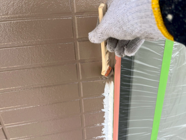 久留米市S様_施工中外壁隅の仕上げ