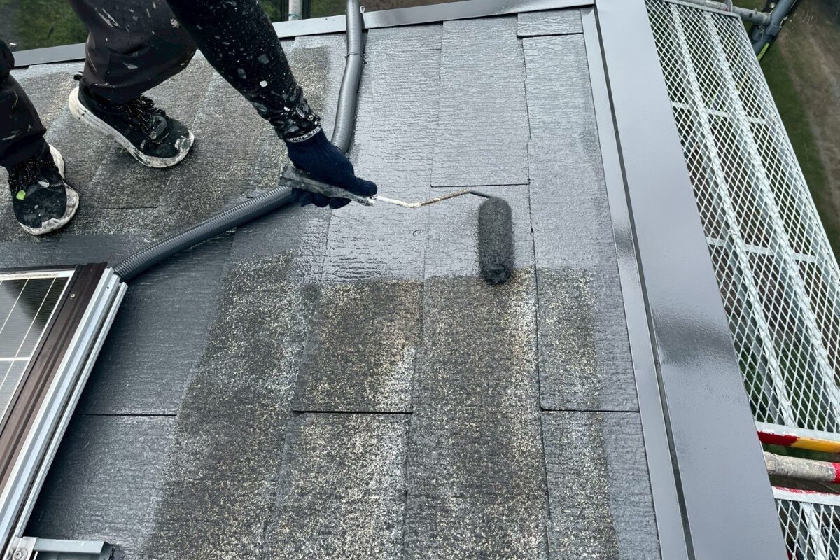 福岡県三井郡N様①|屋根塗装_施工中アイキャッチ